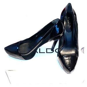 Suede patient leather high heels